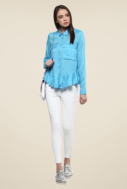 Yepme Blue Amelia Peplum Style Shirt Yepme Blue Amelia Peplum Style Shirt