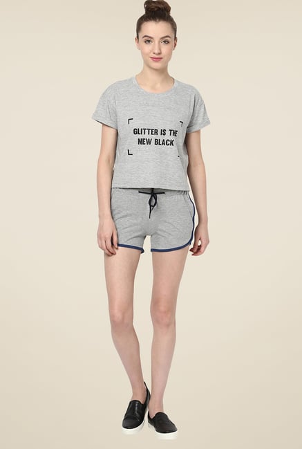 Yepme Benita Grey & Blue Shorts Yepme Benita Grey & Blue Shorts