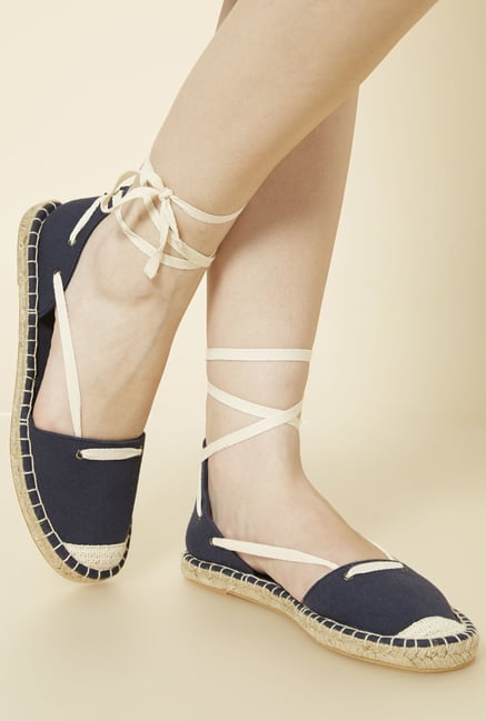 New Look Navy Canvas Flat Sandals New Look Navy Canvas Flat Sandals