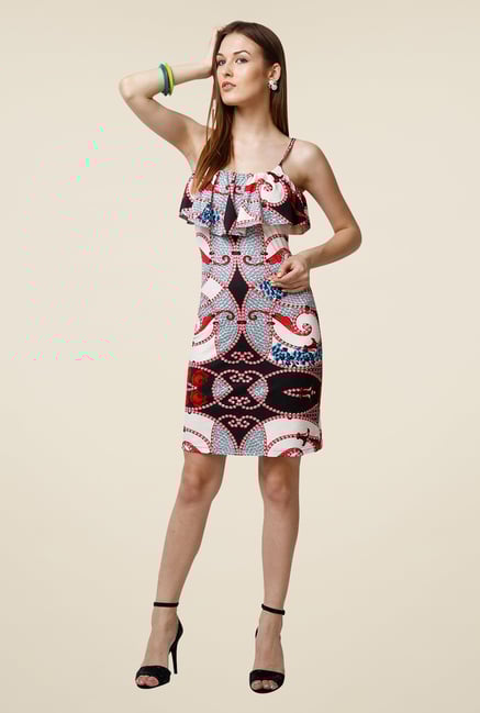 Yepme Blue Tracy Flare Printed Dress Yepme Blue Tracy Flare Printed Dress