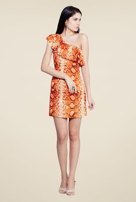 Yepme Orange Scarlett Printed Dress Yepme Orange Scarlett Printed Dress