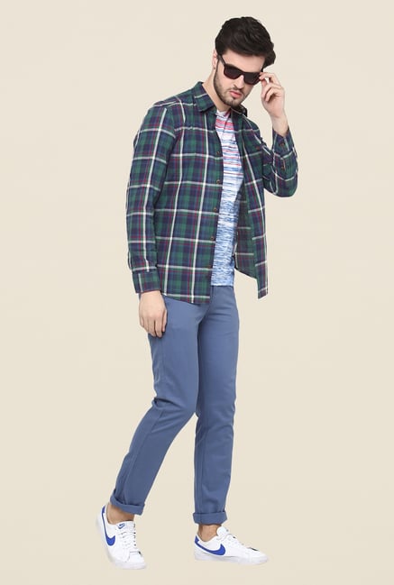 Yepme Blue Solid Chinos Yepme Blue Solid Chinos