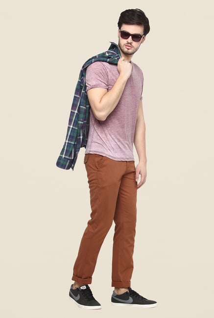 Yepme Brown Solid Chinos Yepme Brown Solid Chinos