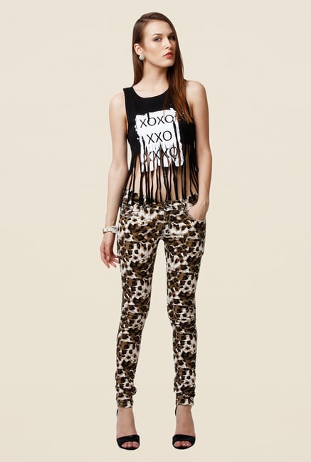Yepme Estella Brown Animal Print Chinos Yepme Estella Brown Animal Print Chinos