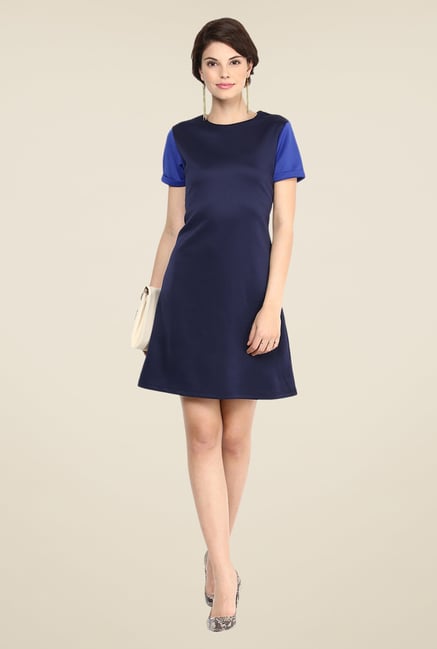 Yepme Navy Novella Solid Shift Dress Yepme Navy Novella Solid Shift Dress