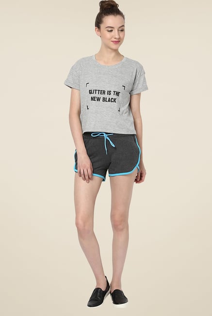 Yepme Benita Dark Grey & Blue Shorts Yepme Benita Dark Grey & Blue Shorts