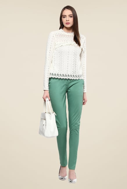 Yepme Rowee Green Solid Chinos Yepme Rowee Green Solid Chinos