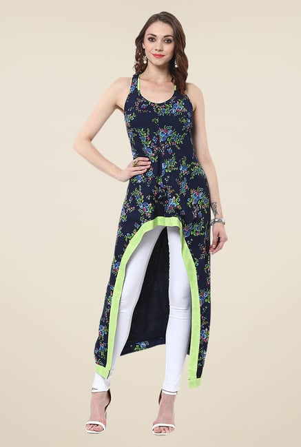 Yepme Navy Floral Print Kurta Yepme Navy Floral Print Kurta