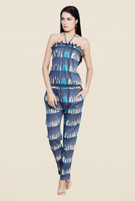 Yepme Elisha Blue Printed Jumpsuit Yepme Elisha Blue Printed Jumpsuit