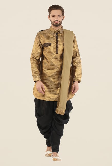 Yepme Frank Gold & Black Pathani Suit Yepme Frank Gold & Black Pathani Suit