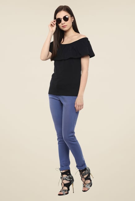 Yepme Stella Blue Solid Drill Chinos Yepme Stella Blue Solid Drill Chinos