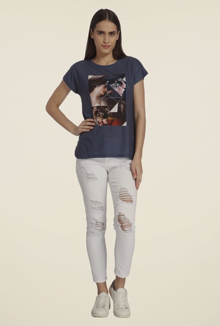 Vero Moda Navy Graphic Print T Shirt Vero Moda Navy Graphic Print T Shirt