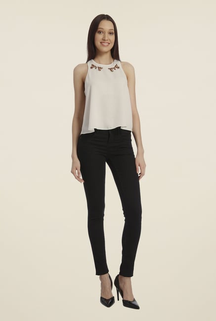 Vero Moda Off White Solid Top Vero Moda Off White Solid Top