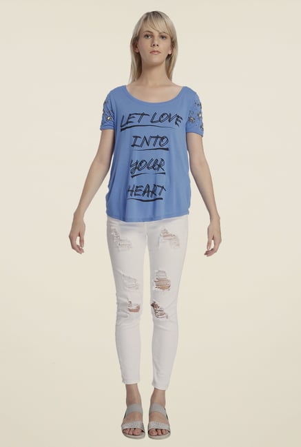 Vero Moda Blue Printed T Shirt Vero Moda Blue Printed T Shirt