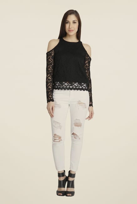 Vero Moda Black Lace Full-sleeved Top Vero Moda Black Lace Full-sleeved Top