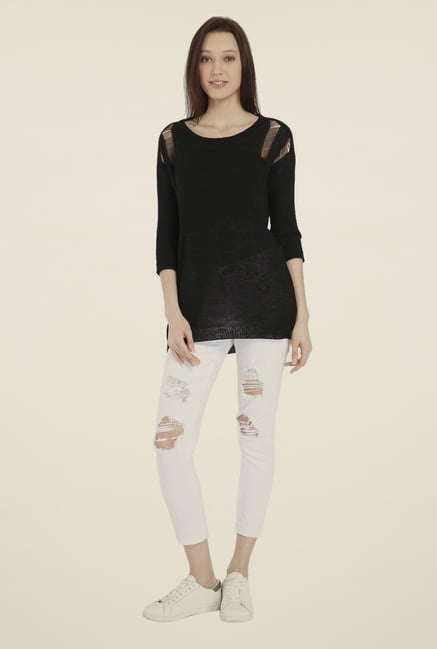 Vero Moda Black Solid Acrylic Top Vero Moda Black Solid Acrylic Top