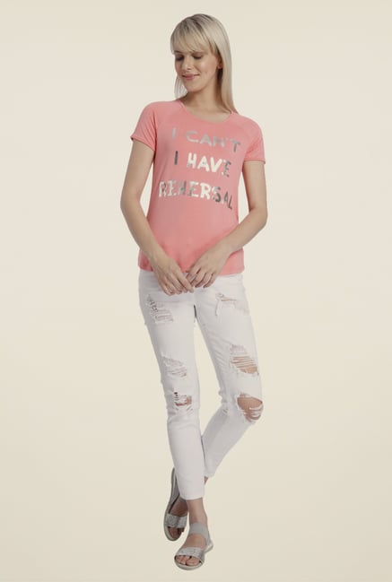 Vero Moda Peach Printed Top Vero Moda Peach Printed Top
