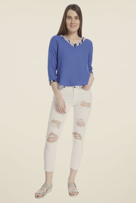 Vero Moda Royal Blue Solid Top Vero Moda Royal Blue Solid Top
