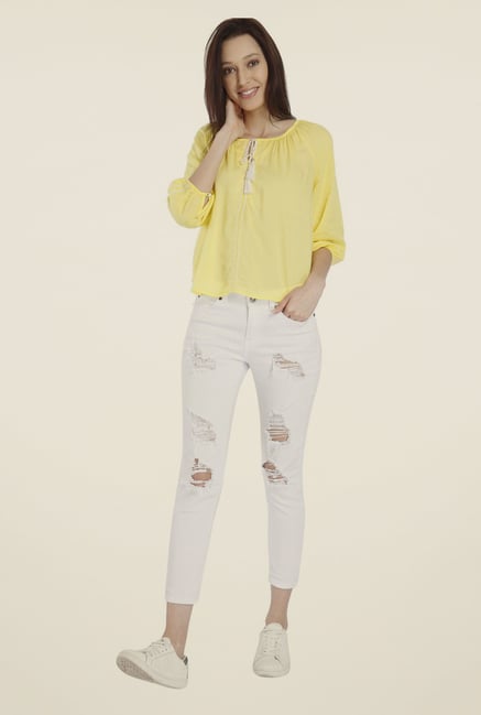 Vero Moda Yellow Solid Top Vero Moda Yellow Solid Top