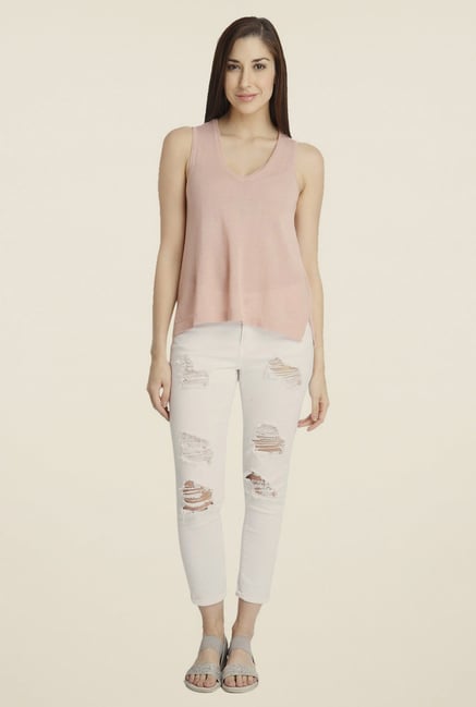 Vero Moda Light Rose Solid Top Vero Moda Light Rose Solid Top