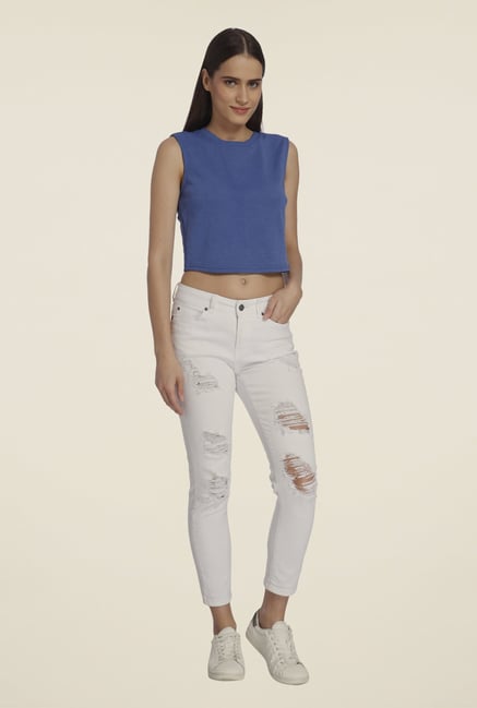 Vero Moda Blue Solid T Shirt Vero Moda Blue Solid T Shirt