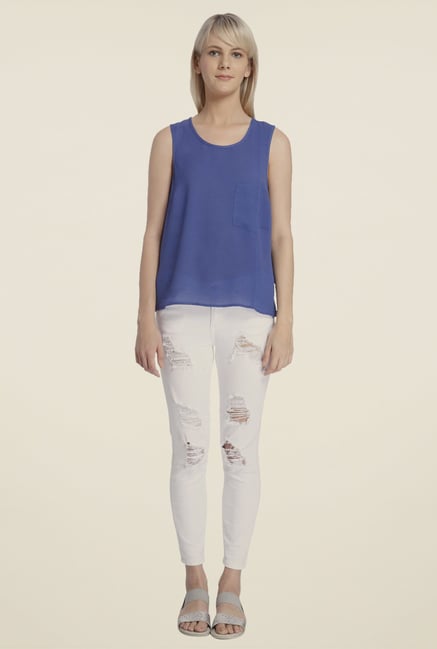 Vero Moda Blue Solid T-shirt Vero Moda Blue Solid T-shirt