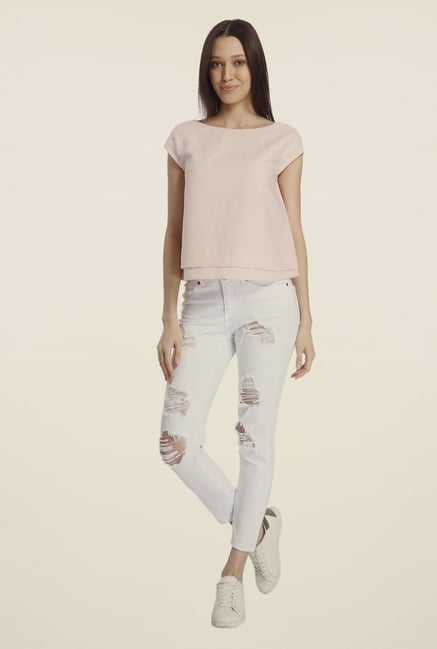 Vero Moda Light Rose Solid Top Vero Moda Light Rose Solid Top