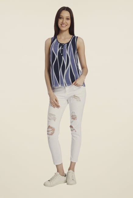 Vero Moda Blue Printed Top Vero Moda Blue Printed Top