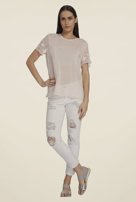 Vero Moda Beige Solid Top Vero Moda Beige Solid Top