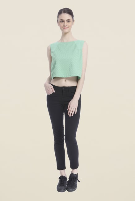 Vero Moda Green Self Crop Top Vero Moda Green Self Crop Top