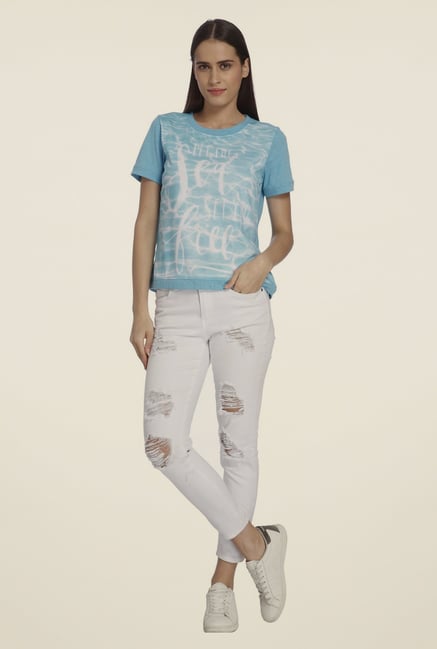 Vero Moda Sky Blue Printed T-shirt Vero Moda Sky Blue Printed T-shirt
