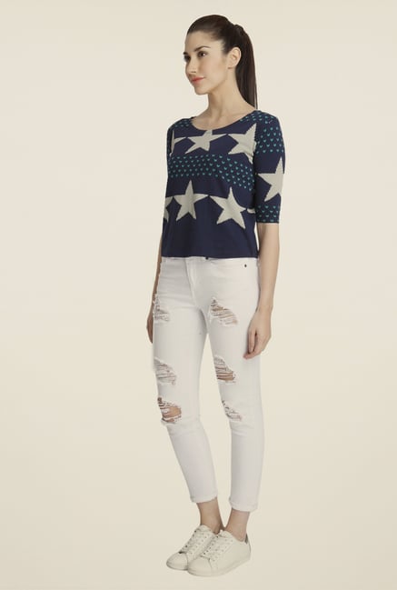 Vero Moda Navy Printed Top Vero Moda Navy Printed Top