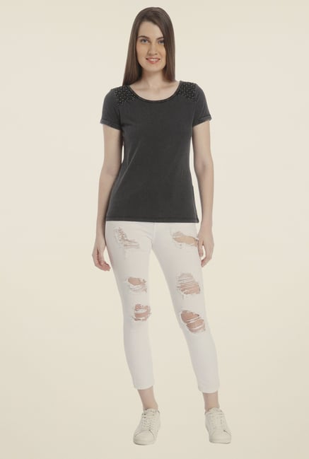 Vero Moda Grey Solid Top Vero Moda Grey Solid Top