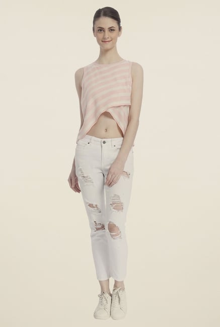 Vero Moda Peach & White Striped Top Vero Moda Peach & White Striped Top