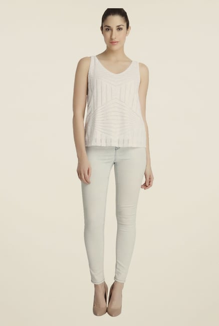 Vero Moda Off-white Self Top Vero Moda Off-white Self Top