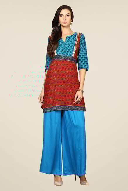 Yepme Flona Red & Blue Paisley Print Kurti Yepme Flona Red & Blue Paisley Print Kurti