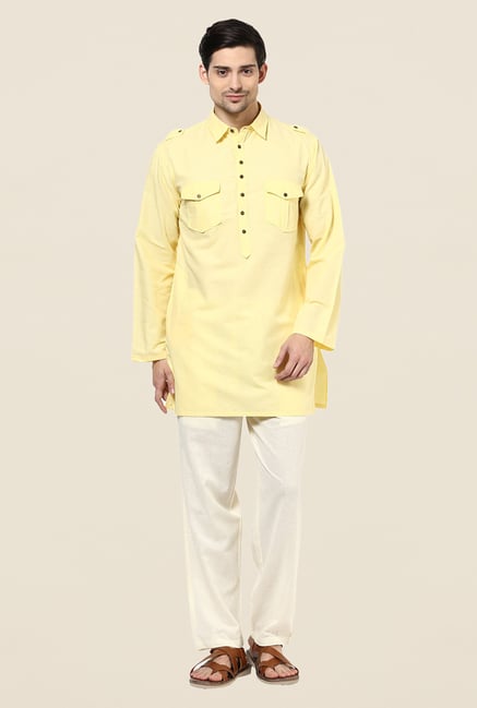 Yepme Bret Light Yellow Solid Kurta Yepme Bret Light Yellow Solid Kurta