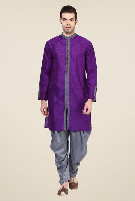 Yepme Markus Purple & Grey Solid Kurta Yepme Markus Purple & Grey Solid Kurta