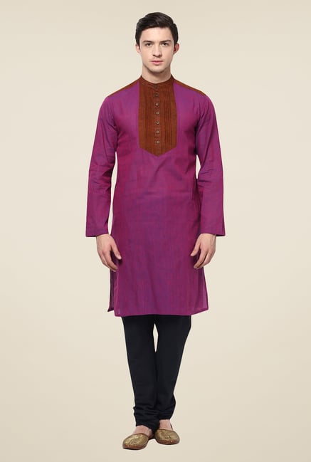 Yepme Louis Purple & Brown Solid Kurta Yepme Louis Purple & Brown Solid Kurta