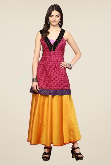 Yepme Cinizia Pink Printed Kurti Yepme Cinizia Pink Printed Kurti