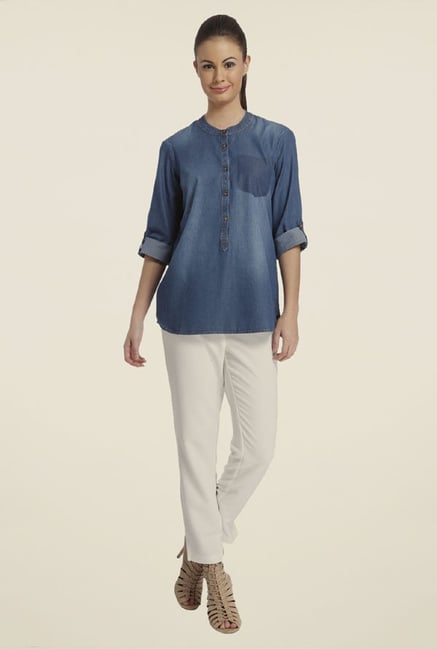 Only Blue Solid Shirt Only Blue Solid Shirt