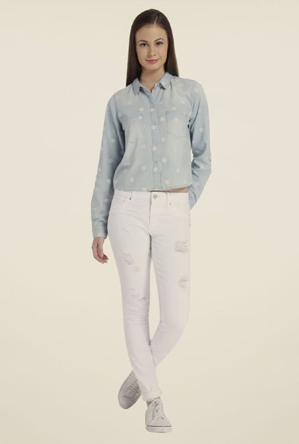 Only Light Blue Polka Dot Shirt Only Light Blue Polka Dot Shirt