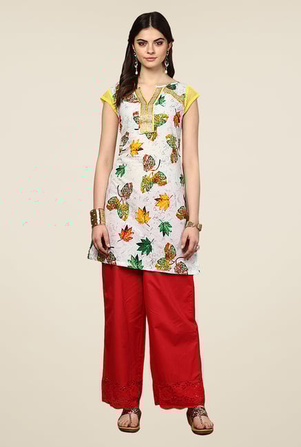 Yepme Antonia Off-white & Yellow Leaf Print Kurti Yepme Antonia Off-white & Yellow Leaf Print Kurti