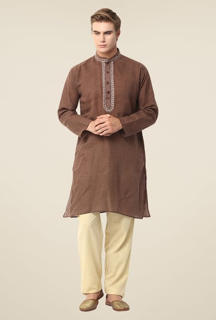 Yepme Carlos Brown Solid Kurta Yepme Carlos Brown Solid Kurta