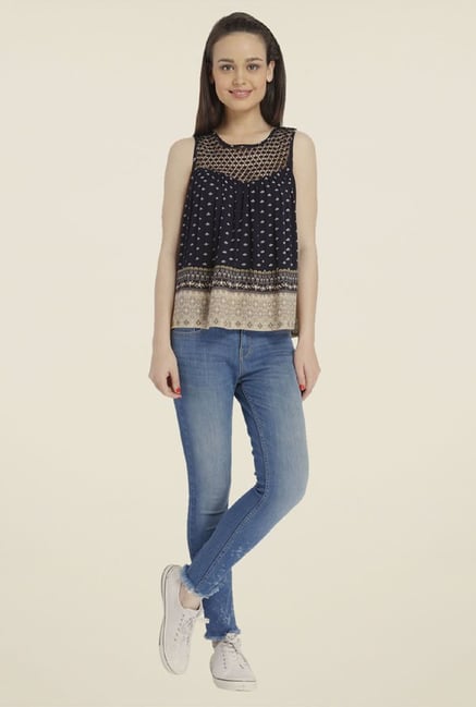 Only Blue Printed Viscose Top Only Blue Printed Viscose Top