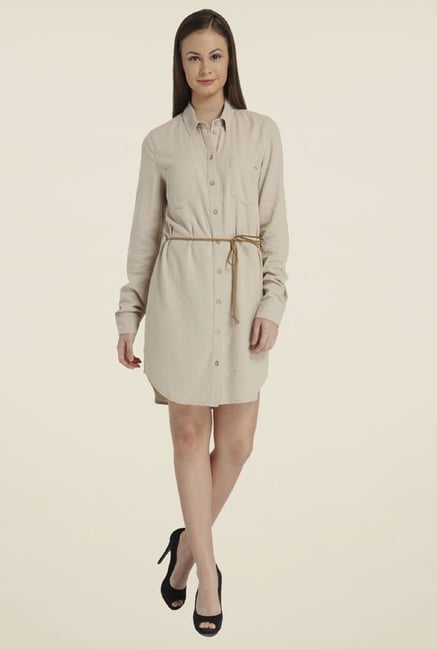Only Beige Solid Dress Only Beige Solid Dress