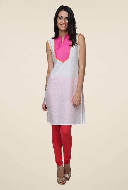 Yepme White Wendy Solid Sleeveless Kurti Yepme White Wendy Solid Sleeveless Kurti