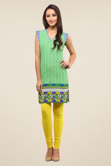 Yepme Green Delfina Geometric Print Kurti Yepme Green Delfina Geometric Print Kurti