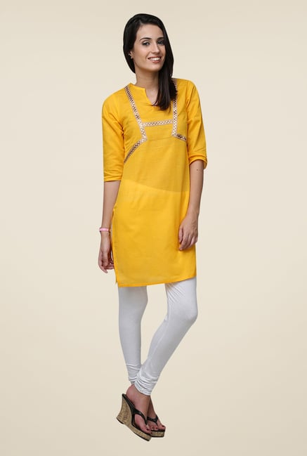 Yepme Yellow Viera Solid Kurti Yepme Yellow Viera Solid Kurti