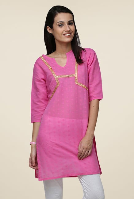 Yepme Pink Viera Solid Kurti Yepme Pink Viera Solid Kurti